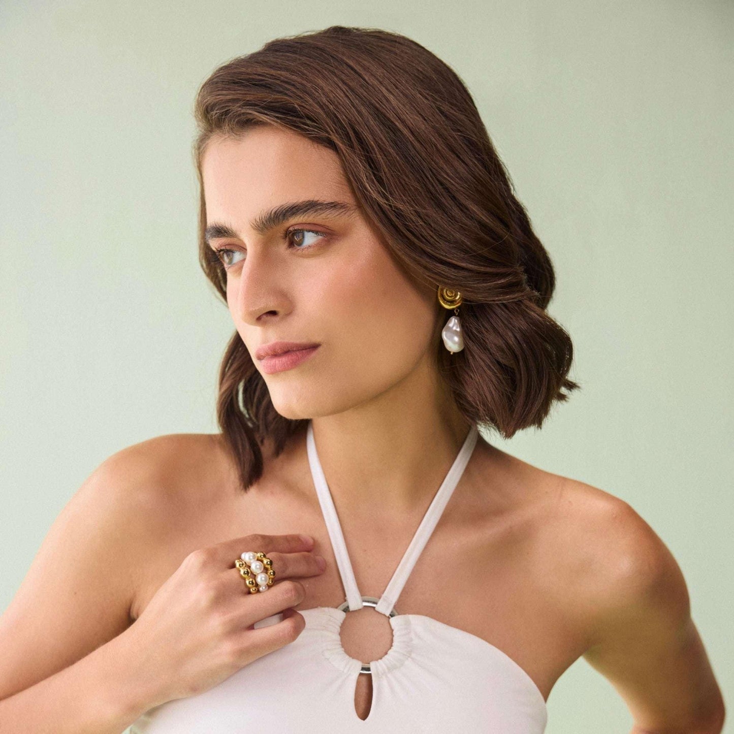 SPIRAL MOTHER OF PEARL DROP EARRINGS - AEQEA