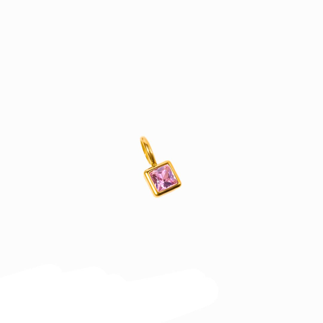 SQUARE ZIRCONIA BABY PINK CHARM - AEQEA