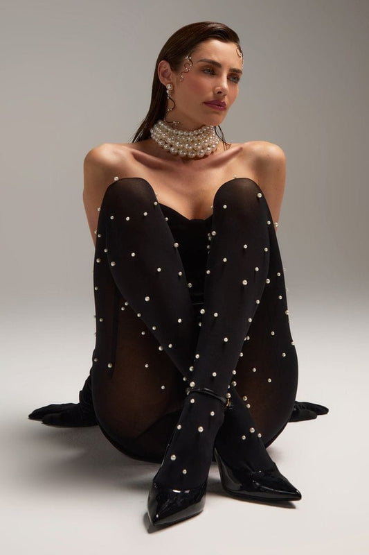 AEQEA'S SEQUINS & PEARLS STATEMENT TIGHTS