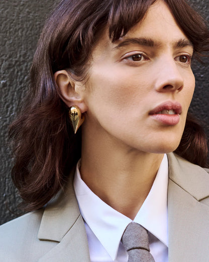 GOLD PUFER HEART EARRINGS