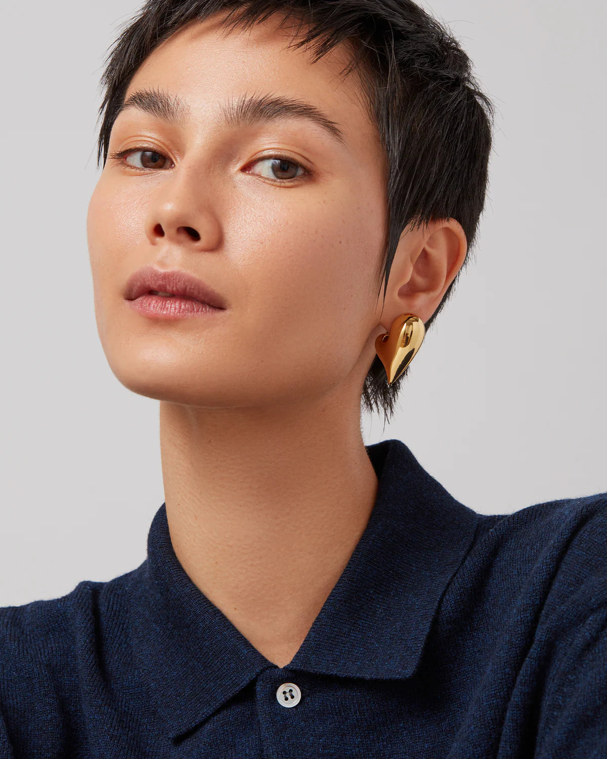 GOLD PUFER HEART EARRINGS
