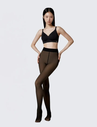 200 DEN PREMIUM DUAL TONE BLACK FLEECE TIGHTS - AEQEA