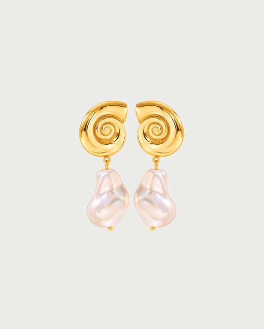 SPIRAL MOTHER OF PEARL DROP EARRINGS
