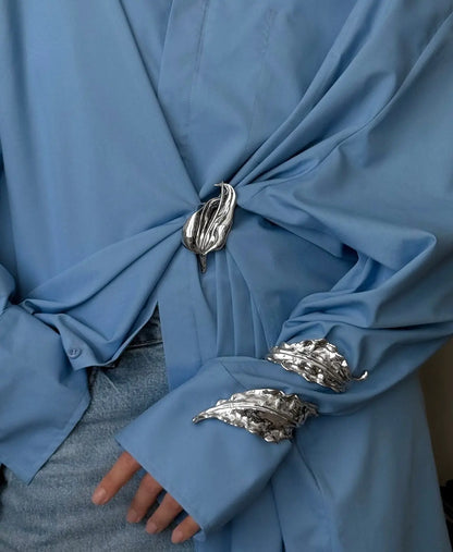 SILVER STATEMENT LEAF CUFF AEQEA