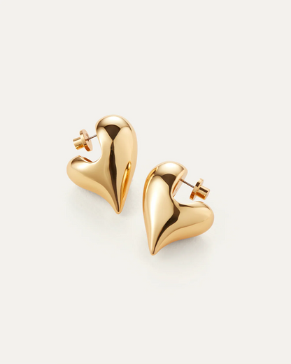 GOLD PUFER HEART EARRINGS