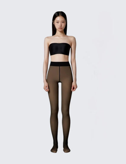 200 DEN PREMIUM DUAL TONE BLACK FLEECE TIGHTS - AEQEA