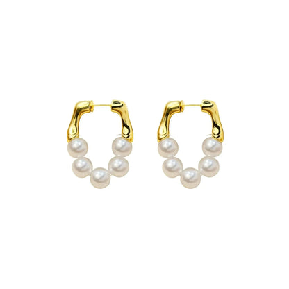 ADITI RAO HYDARI - GOLD OCEAN PEARL HOOPS - AEQEA