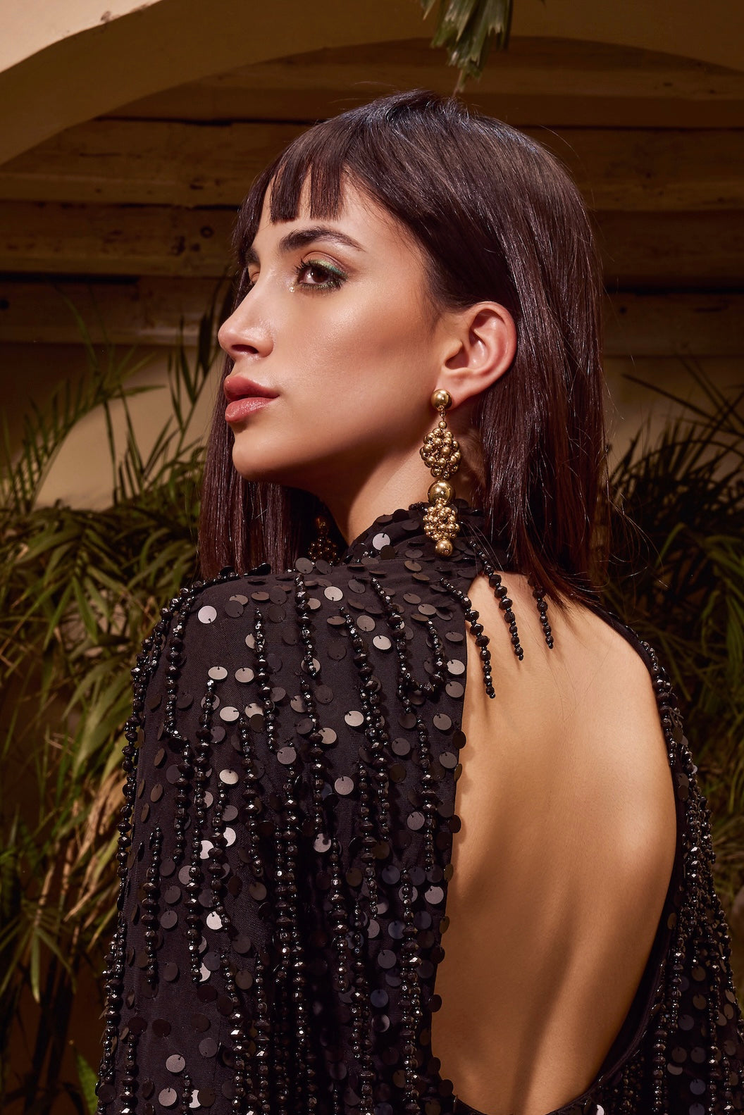 AEQEA'S GOLDEN SPHERE CASCADE EARRINGS