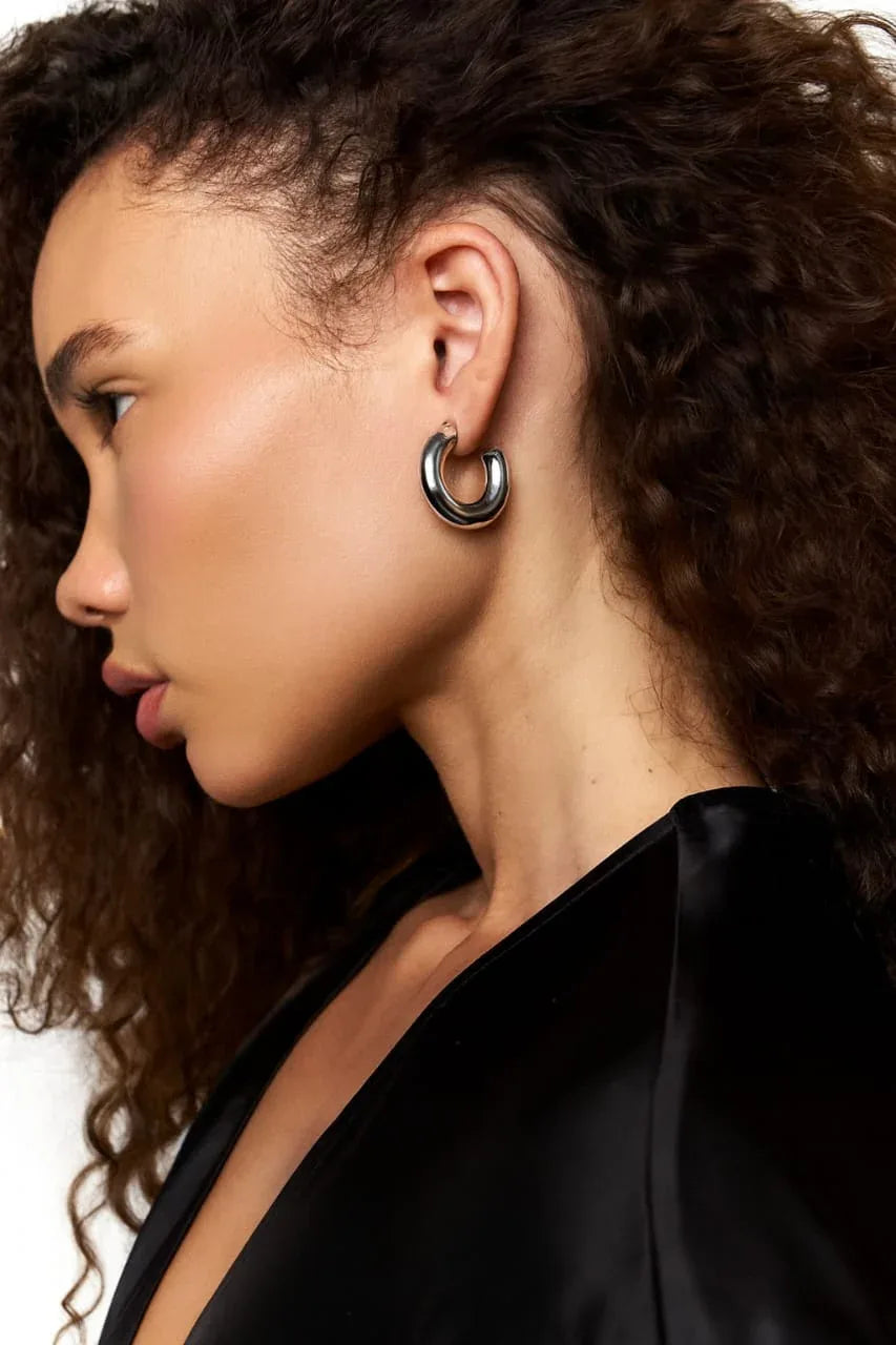 SILVER CASEY HOOPS - AEQEA