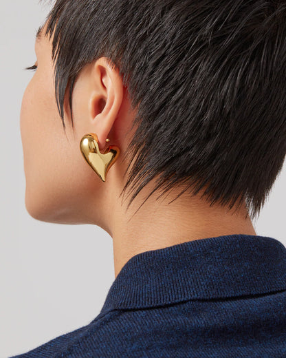 GOLD PUFER HEART EARRINGS