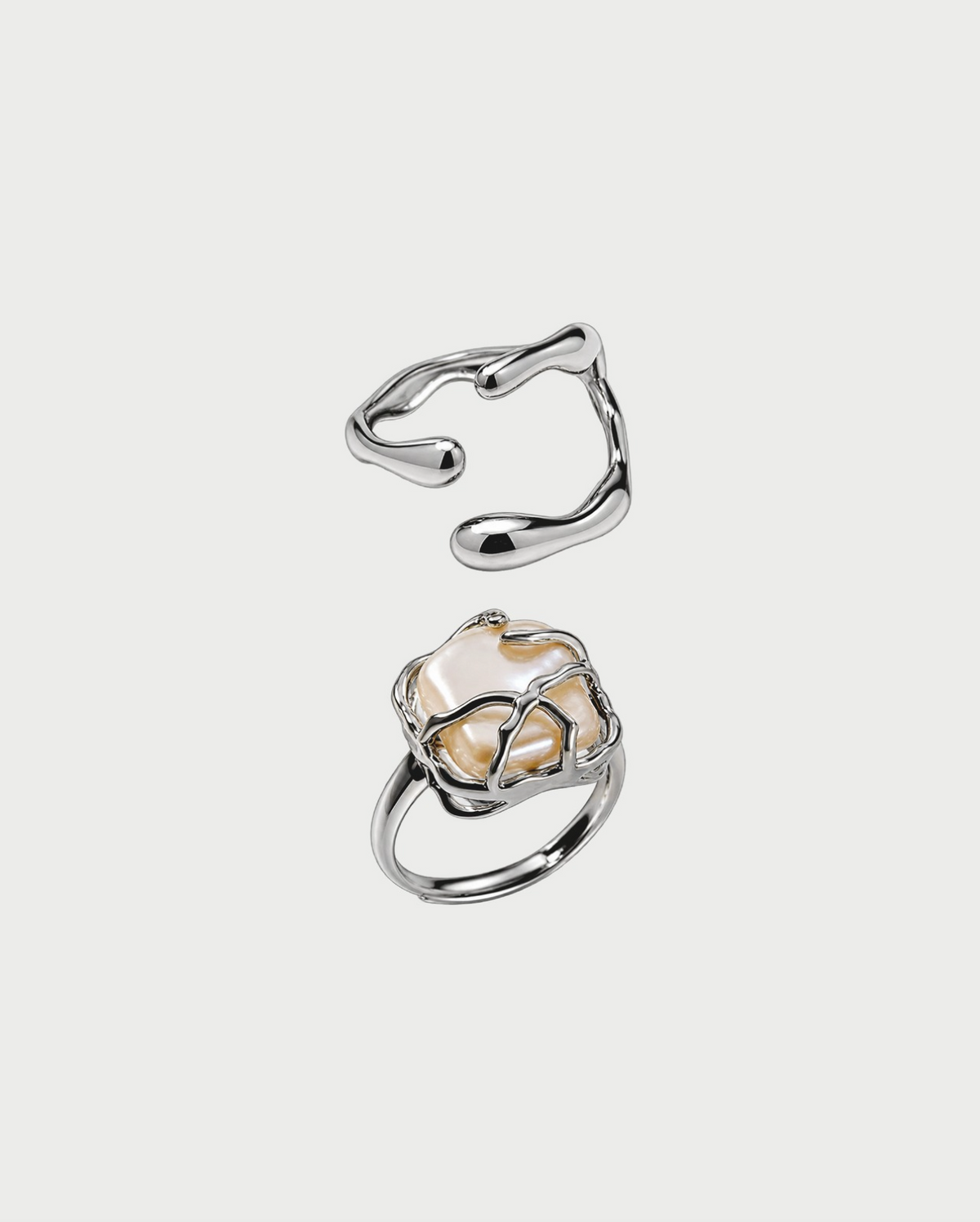 CELESTIAL PEARL WAVE RING (SET OF 2)