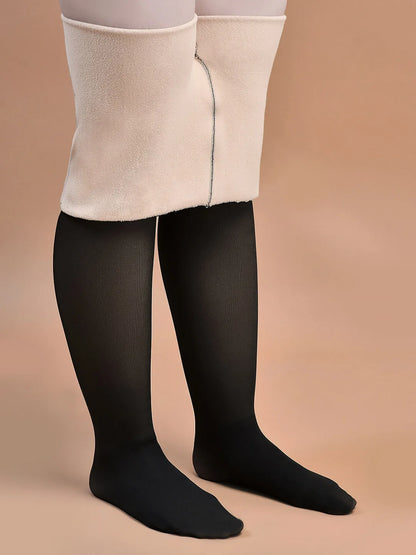 200 DEN PREMIUM DUAL TONE BLACK FLEECE TIGHTS