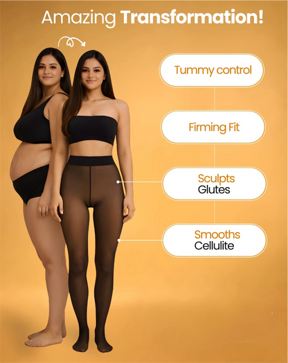 200 DEN PREMIUM DUAL TONE BLACK FLEECE TIGHTS