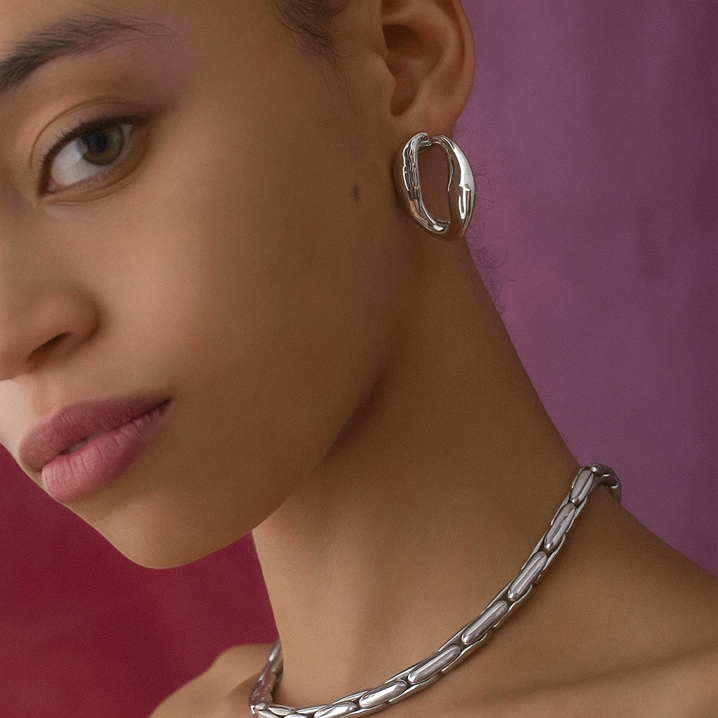 SILVER MINI LINK HOOPS AEQEA