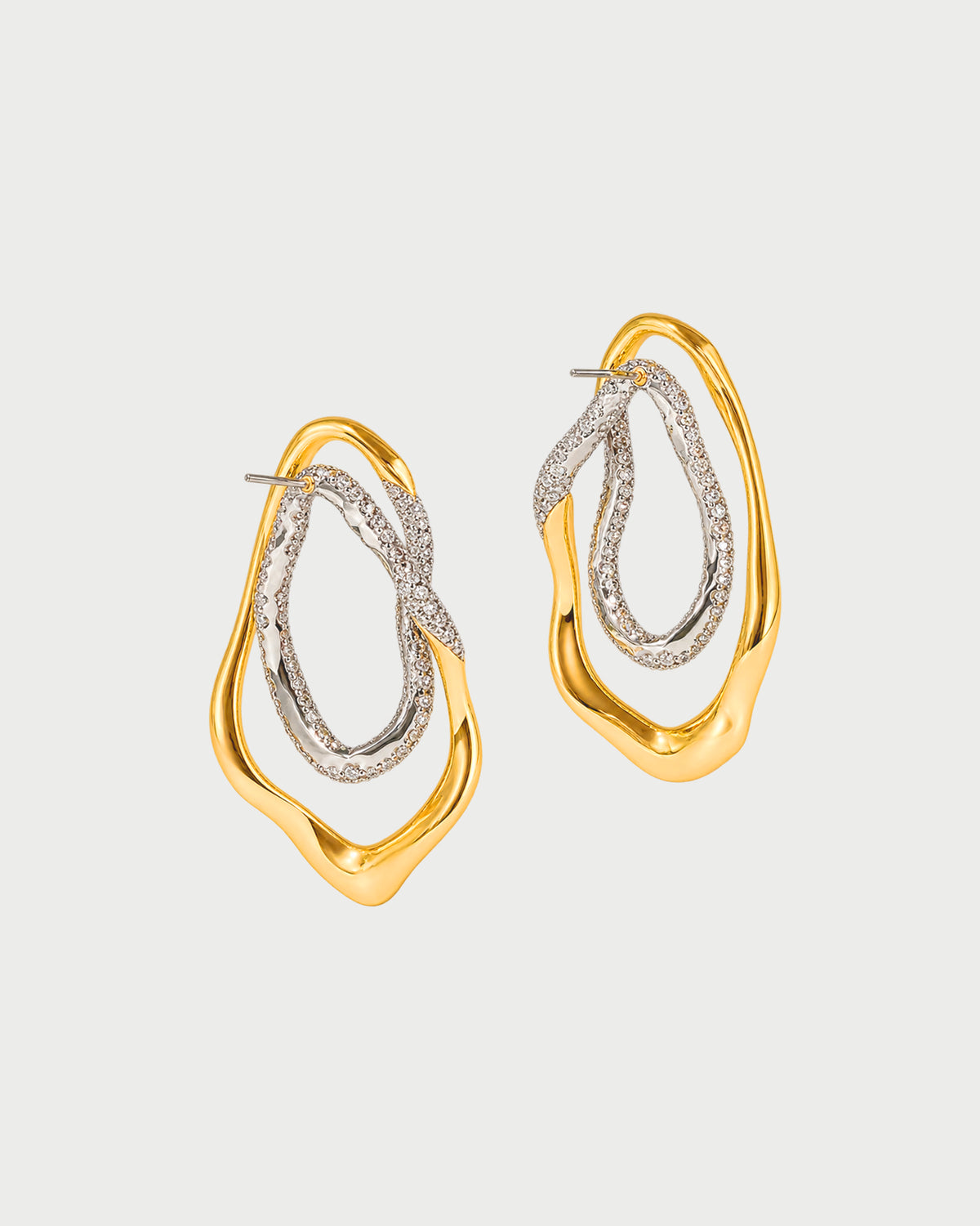 SOLANALES CRYSTAL DOUBLE LOOP EARRINGS