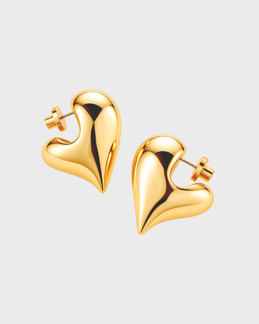 GOLD PUFER HEART EARRINGS