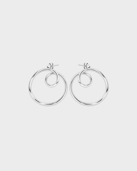SILVER SWIRLY MINI MISMATCHED HOOPS