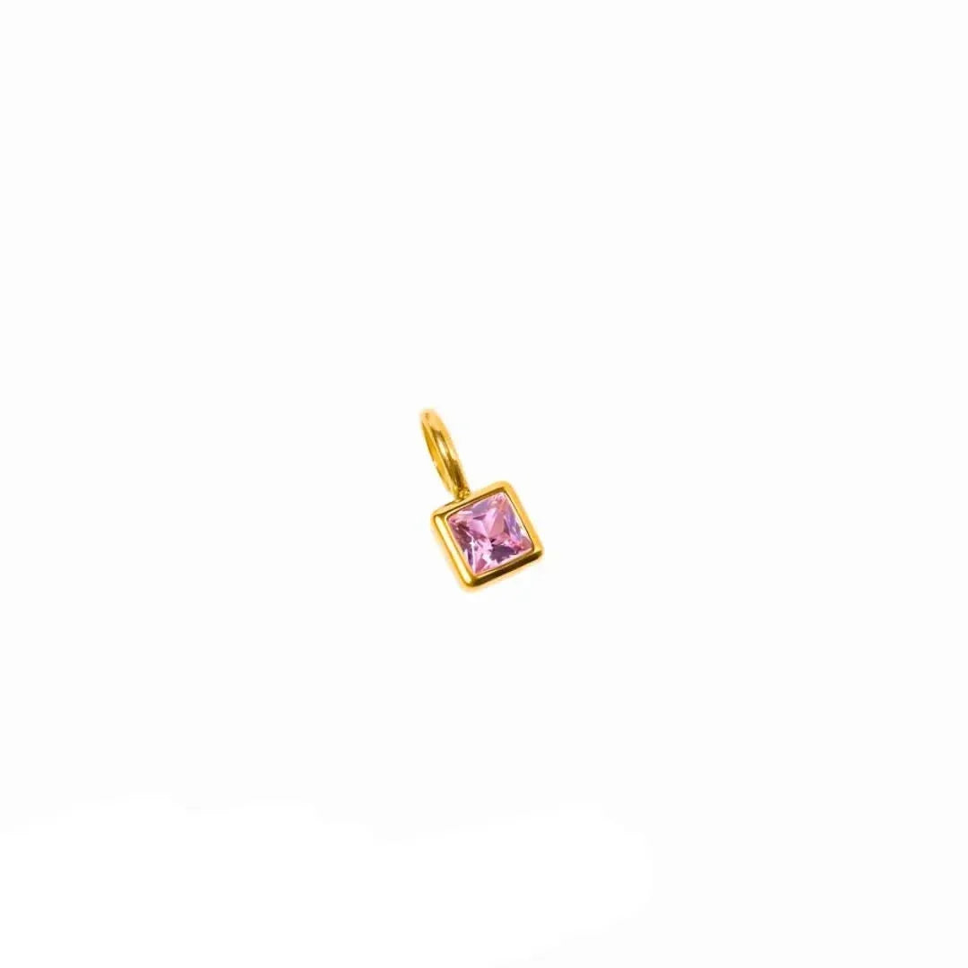 SQUARE ZIRCONIA BABY PINK CHARM - AEQEA