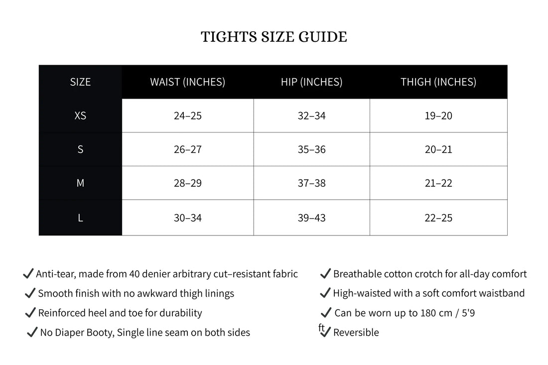 TIGHTS SIZE GUIDE AEQEA